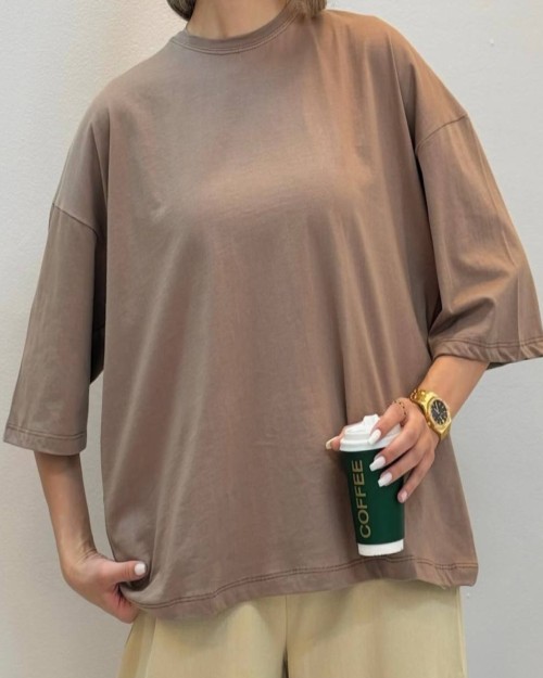  تی شرت باکسی قواره لش ساده نخ پنبه 