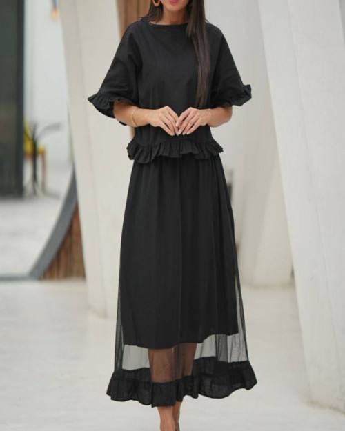  ست بلوز دامن توردار لنین 