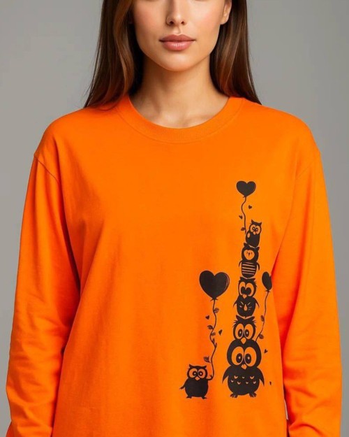  بلوز آستین بلند چاپ جغد 