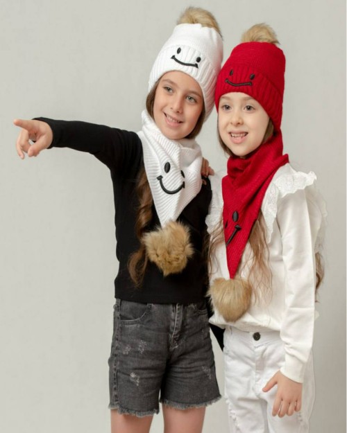  ست زمستانی دخترانه کلاه و شال گردن بافت 